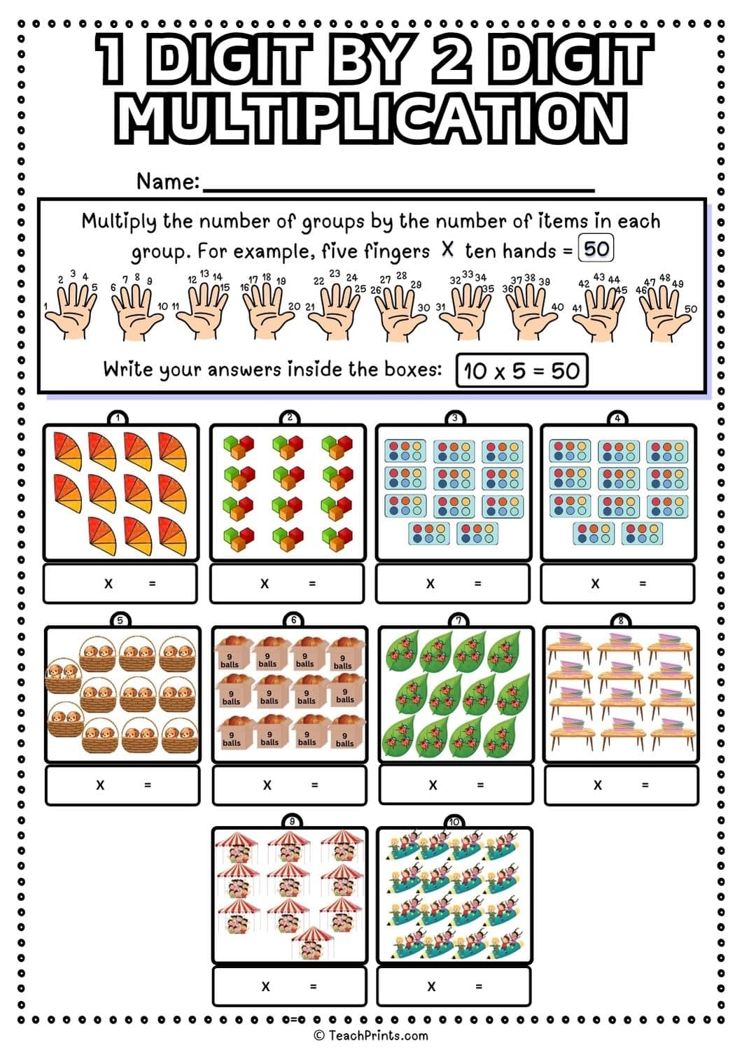 2 digit multiply 1 digit worksheet