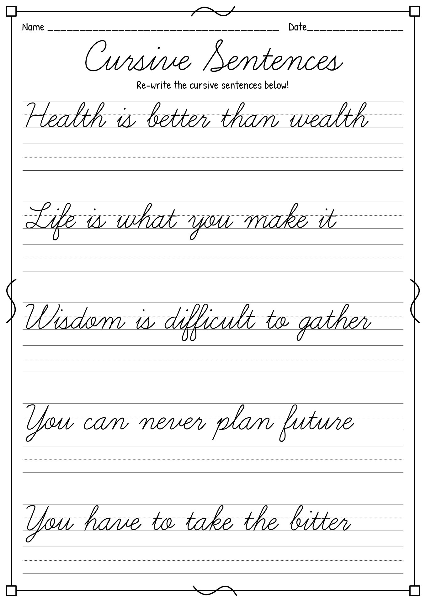 cursive writing worksheets pdf