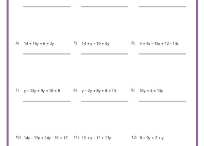 6th Grade Algebra Worksheets