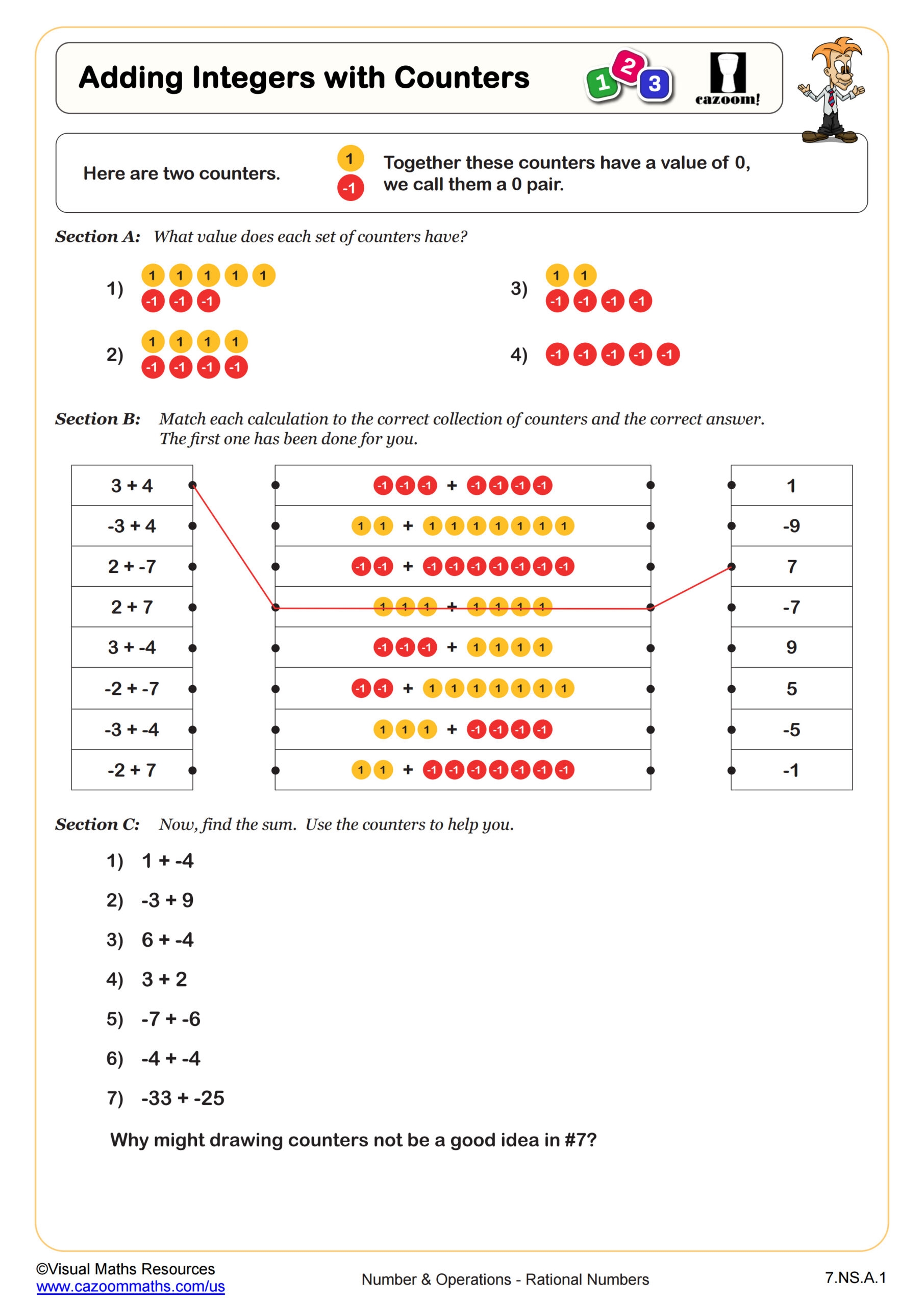 integer addition and subtraction worksheet