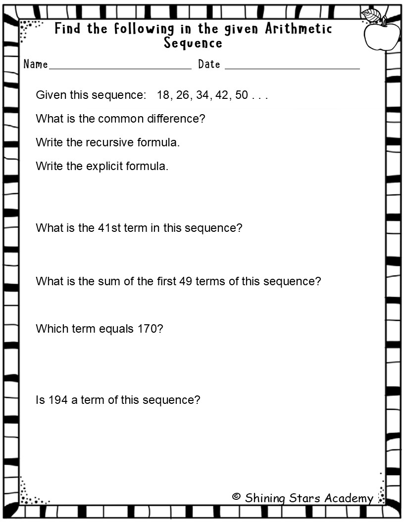 explicit and recursive worksheets