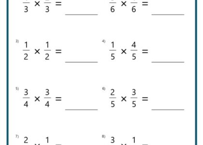 Multiplying Fractions Worksheets