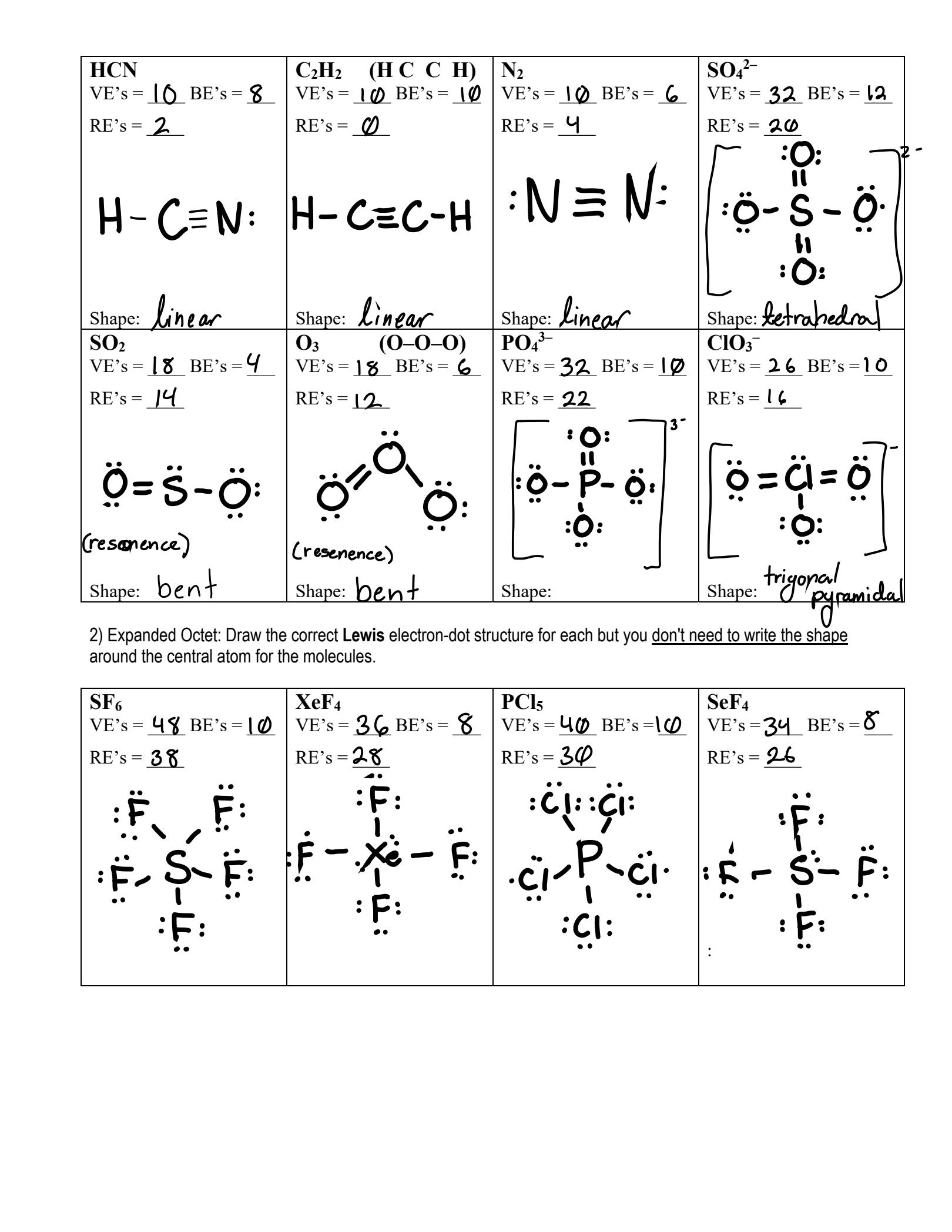 lewis dot structure worksheet