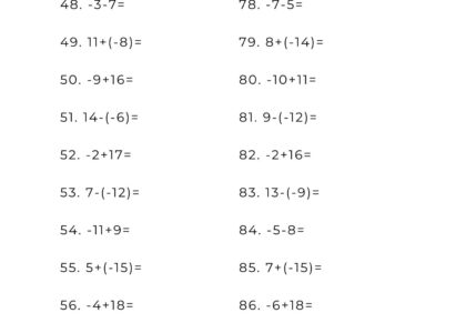 10 Printable Addition Subtraction Integers Worksheets Math Problems PDF Etsy Israel