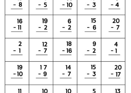 10 Printable Subtraction Fill In The Blanks Worksheets numbers 1 20 For Kindergarten 1st Grade 2nd Grade Math Subtraction Worksheets Etsy