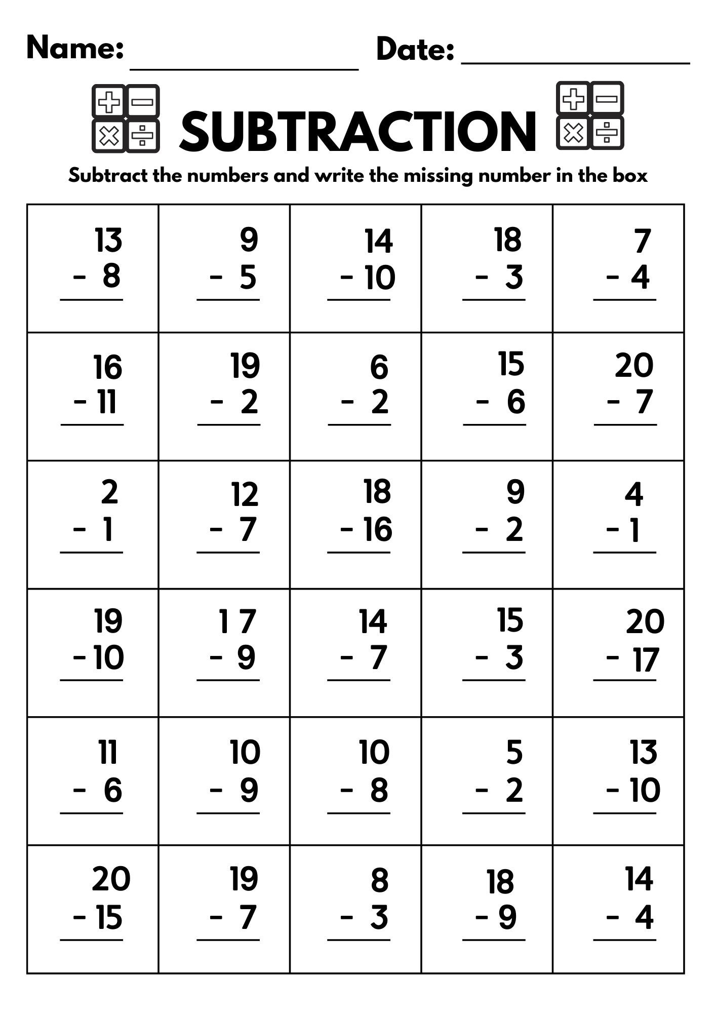 10 Printable Subtraction Fill In The Blanks Worksheets numbers 1 20 For Kindergarten 1st Grade 2nd Grade Math Subtraction Worksheets Etsy 10 Printable Subtraction Fill In The Blanks Worksheets numbers 1 20 For Kindergarten 1st Grade 2nd Grade Math Subtraction Worksheets Etsy