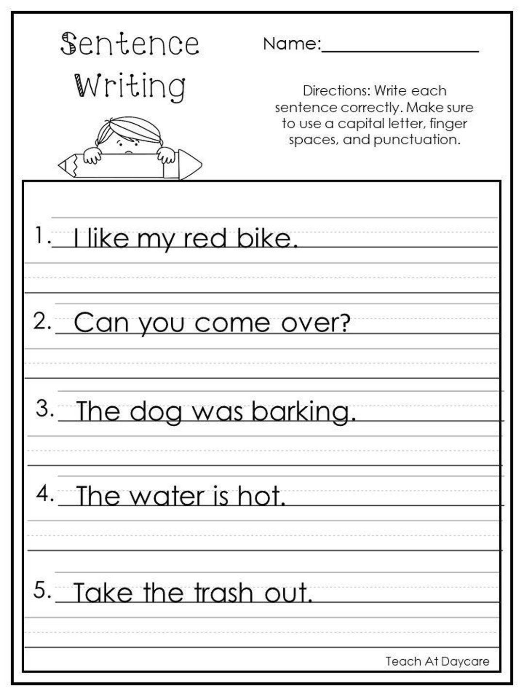 1st grade writing worksheets