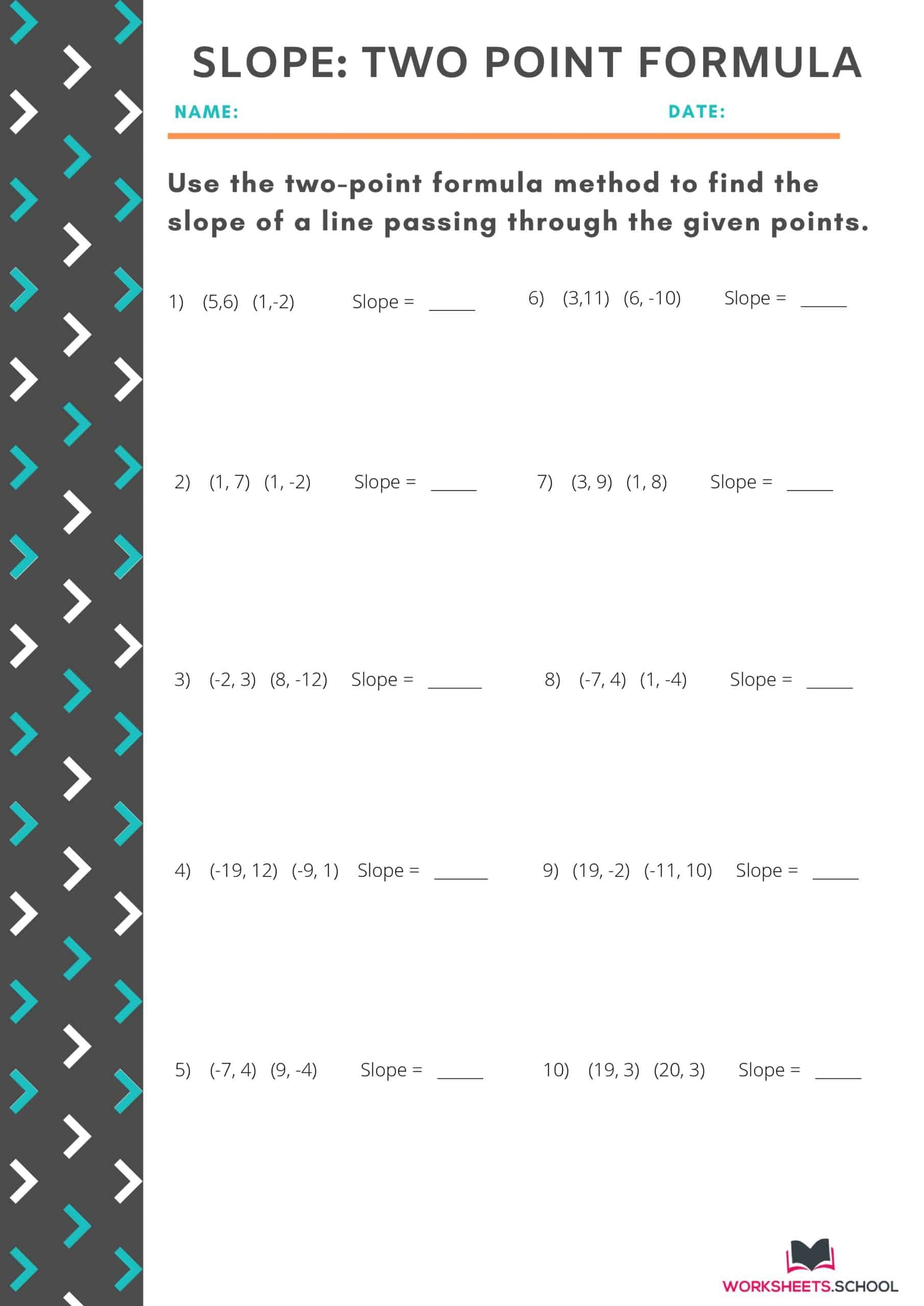finding slope from two points worksheet finding slope from two points worksheet
