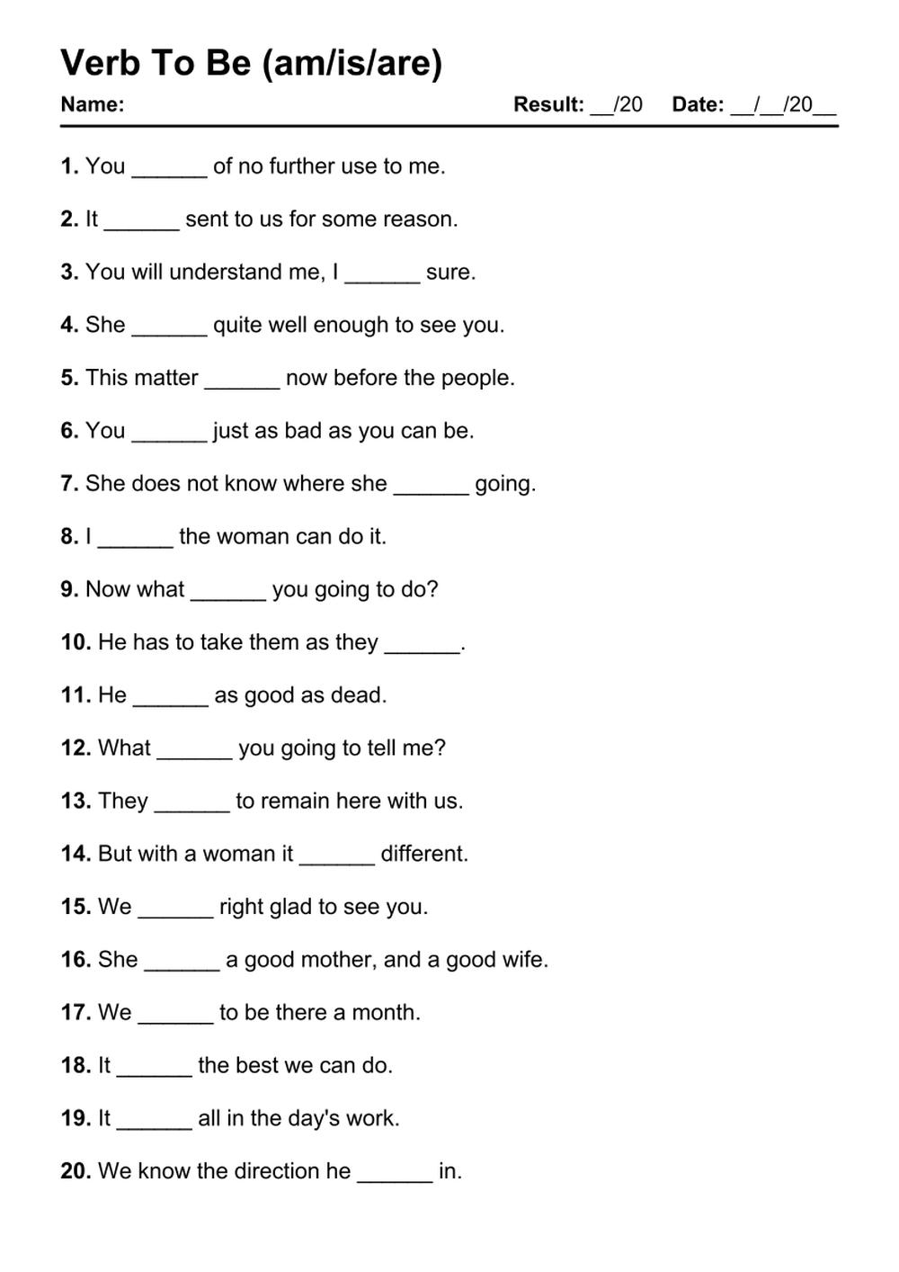 101 Verb To Be PDF Worksheets With Answers 2103 Exercises Grammarism 101 Verb To Be PDF Worksheets With Answers 2103 Exercises Grammarism