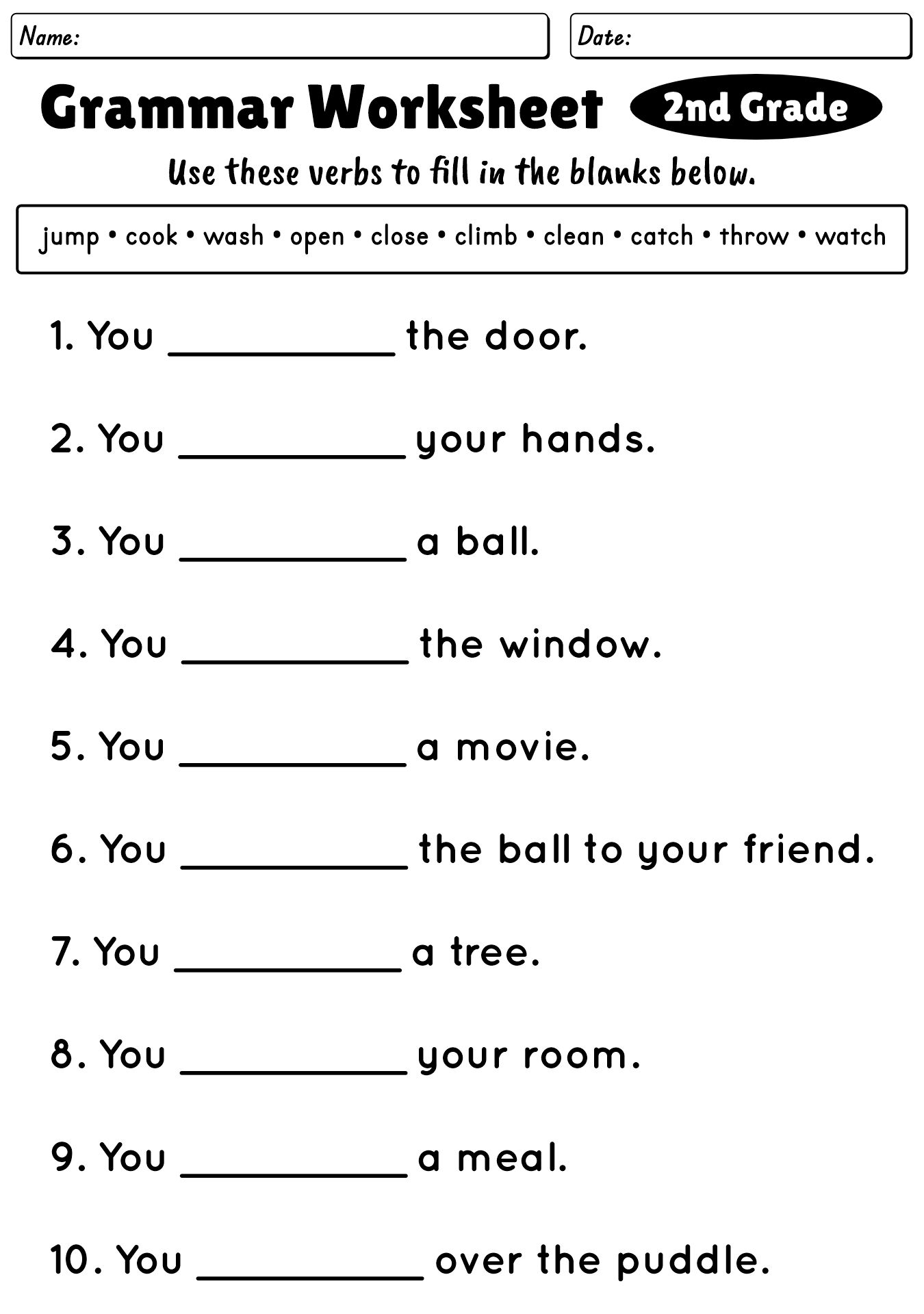 2nd grade english worksheets