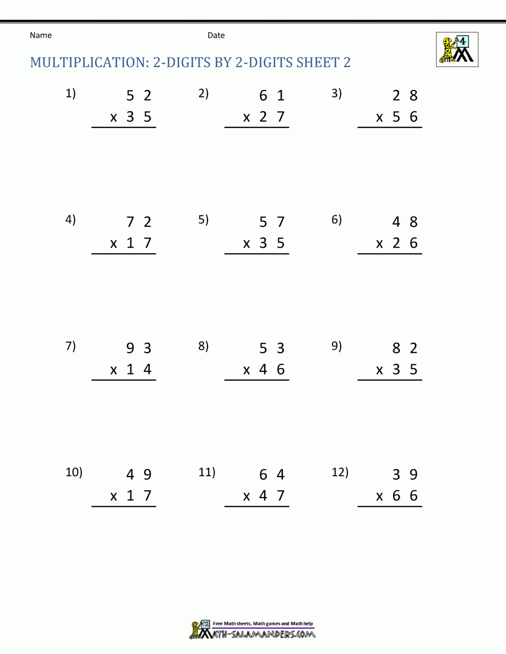 2 by 2 multiplication worksheets 2 by 2 multiplication worksheets