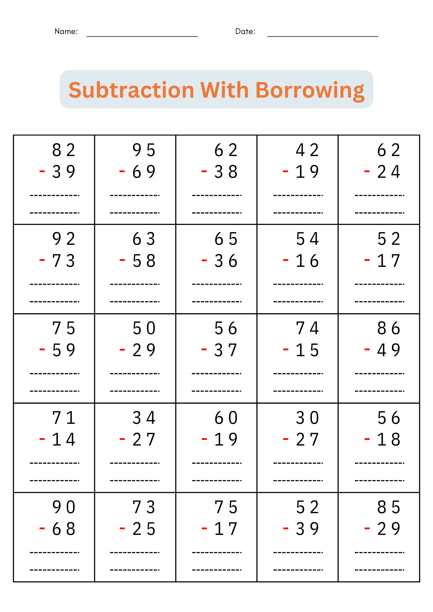 2 Digit Subtraction With Regrouping Number Math Worksheets For Grade 1 2 3 Made By Teachers 2 Digit Subtraction With Regrouping Number Math Worksheets For Grade 1 2 3 Made By Teachers