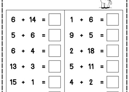 20 Printable Addition To 20 Fill In The Blanks Worksheets numbers 1 20 Kindergarten 1st Grade Math Practice PDF Etsy