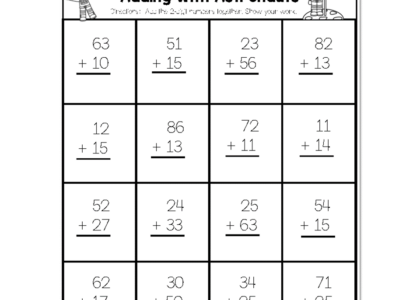 2nd Grade Math Worksheets 2 Digit Addition Without Regrouping Adding With Astronauts Lucky Little Learners