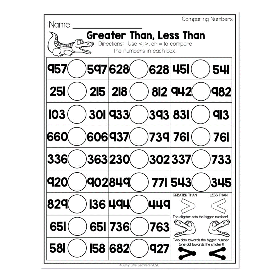 greater than smaller than worksheets