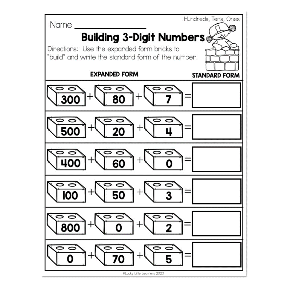 2nd Grade Math Worksheets Place Value Hundreds Tens Ones Building 3 Digit Numbers Lucky Little Learners 2nd Grade Math Worksheets Place Value Hundreds Tens Ones Building 3 Digit Numbers Lucky Little Learners