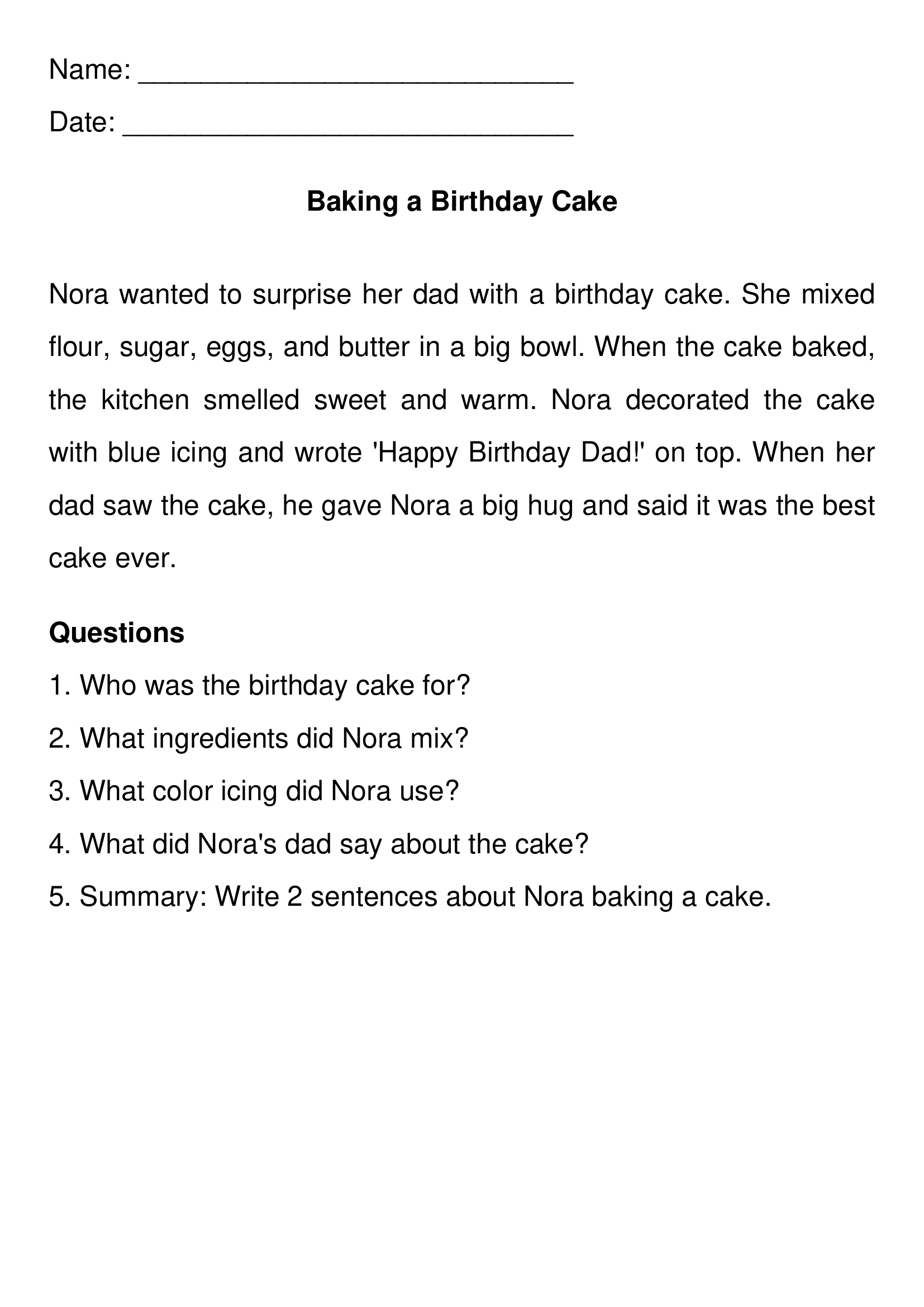 2nd Grade Reading Comprehension Worksheets Free PDF 