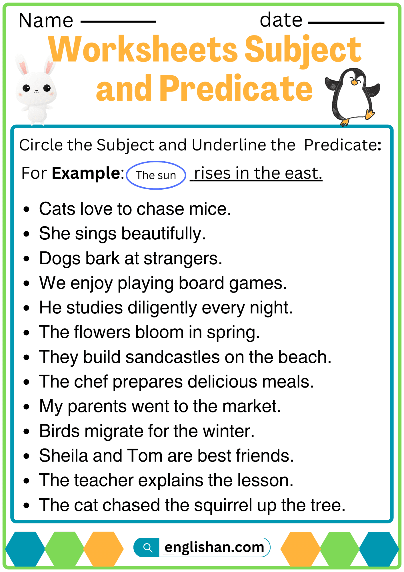 3 Subject And Predicate Worksheets With Answers In English Englishan 3 Subject And Predicate Worksheets With Answers In English Englishan