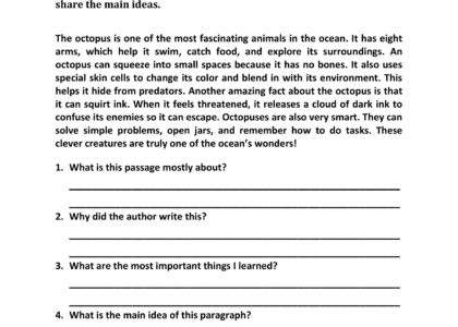 5th Grade Reading Worksheets Reading For Key Ideas Worksheet