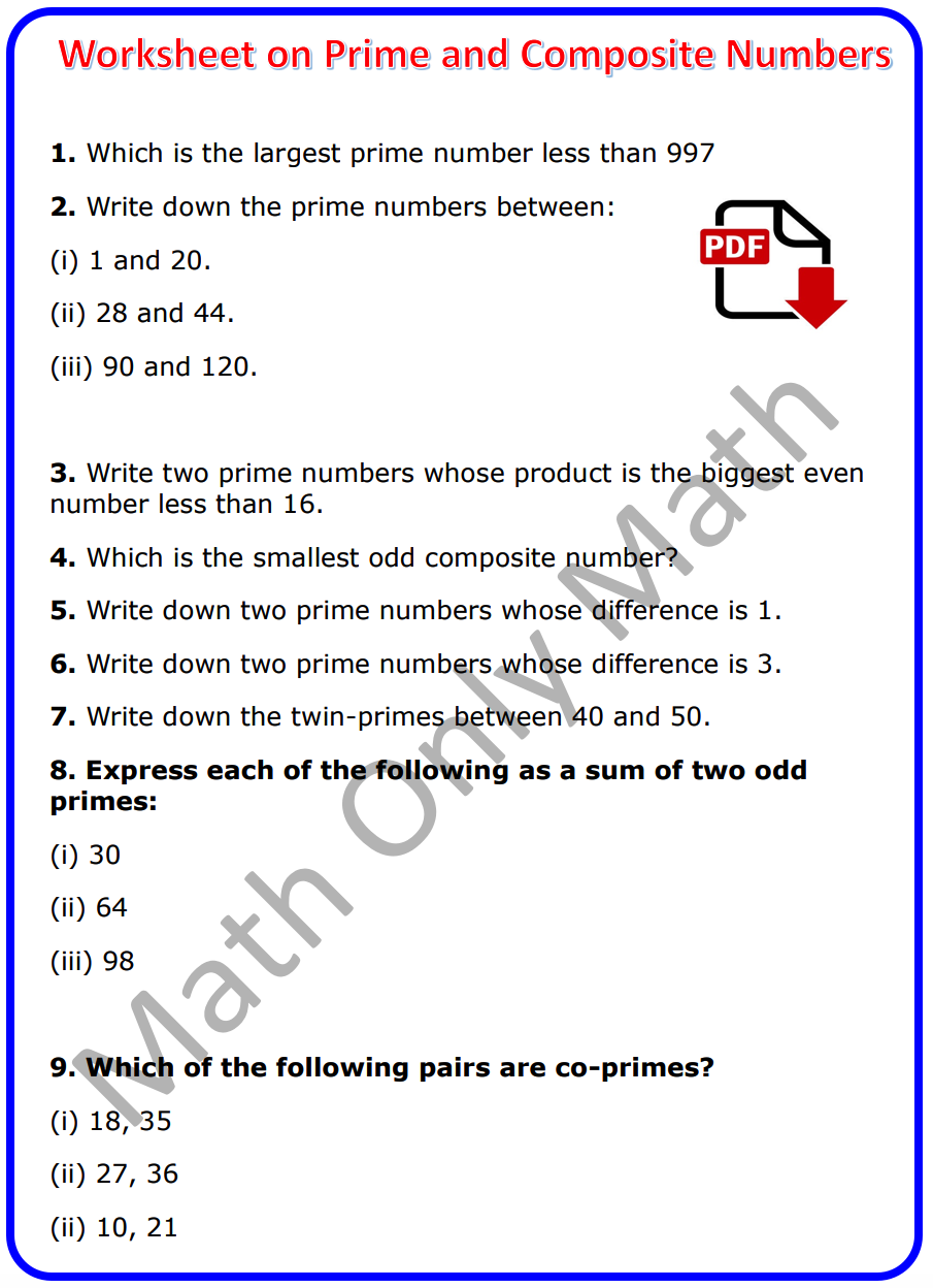5th Grade Worksheet On Prime And Composite Numbers Answers Numbers 5th Grade Worksheet On Prime And Composite Numbers Answers Numbers