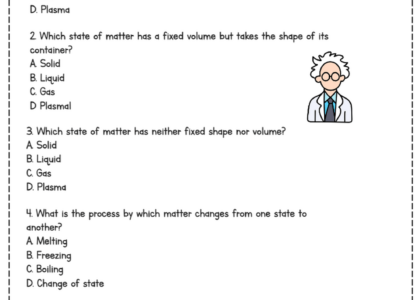 6th Grade Science Multiple Choices Worksheets Printable