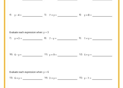 7th Grade Algebra Worksheets
