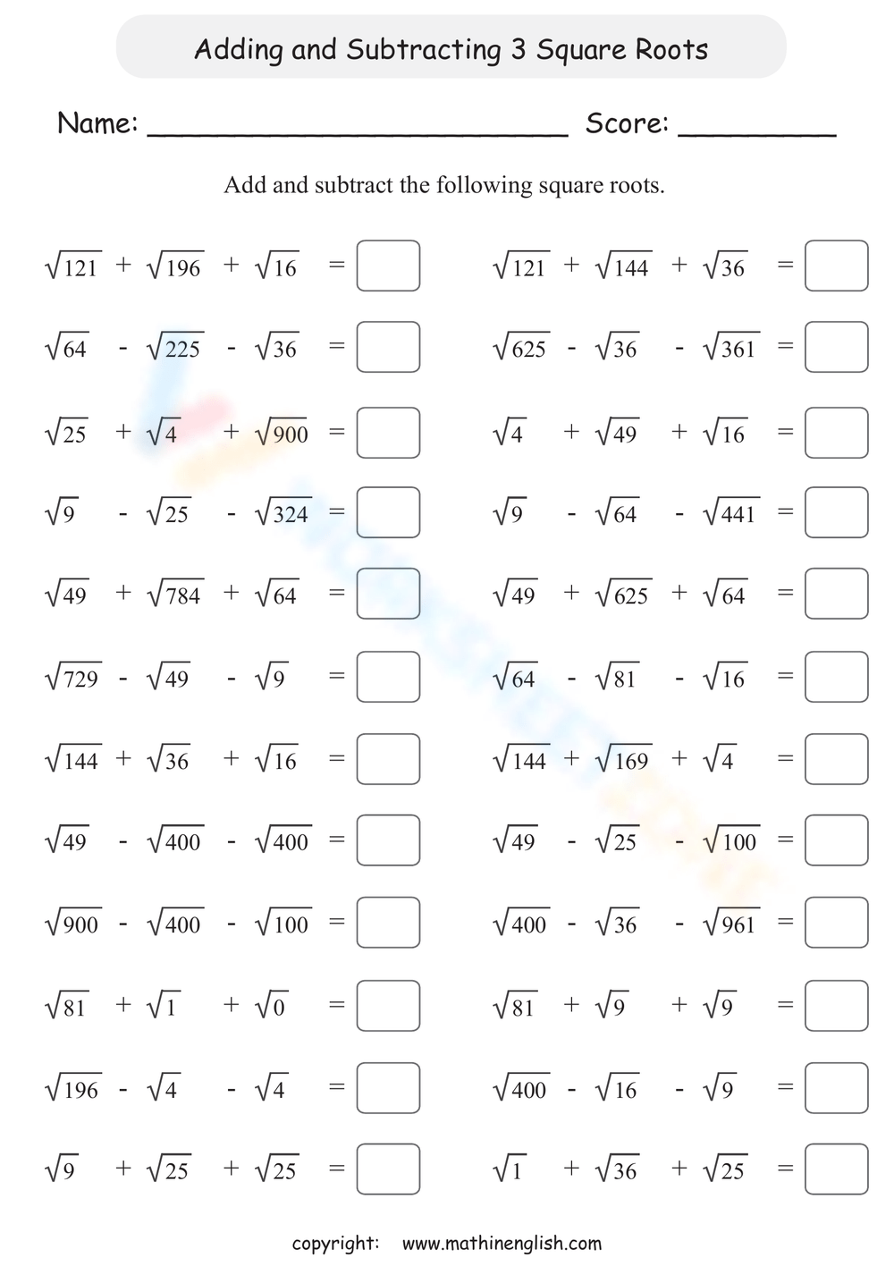8th Grade Square Roots Worksheets 8th Grade Square Roots Worksheets