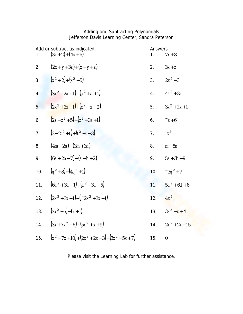 9th Grade Easter Adding And Subtracting Polynomials Worksheets 9th Grade Easter Adding And Subtracting Polynomials Worksheets