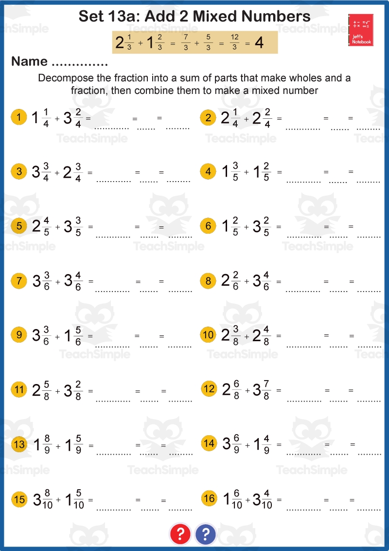 Add And Subtract Mixed Numbers With Like Denominators 4th Grade Math By Teach Simple Add And Subtract Mixed Numbers With Like Denominators 4th Grade Math By Teach Simple