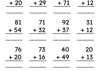 Adding 2 Digit Numbers Without Regrouping 80 Double Digit Addition No Regrouping Sums Grade 1 2 Made By Teachers