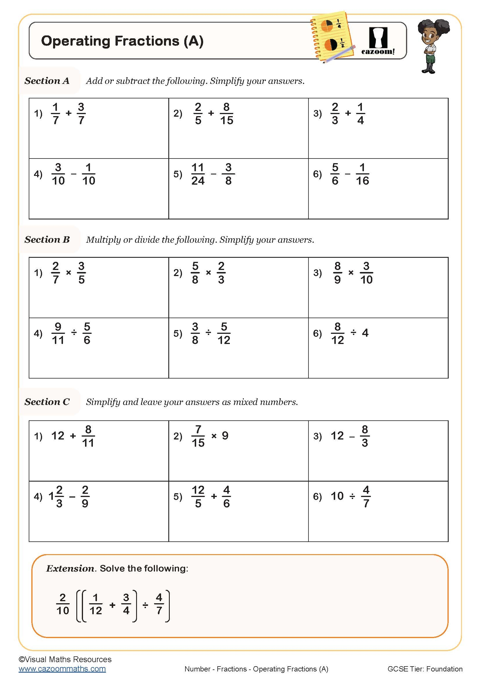 adding and subtracting fractions worksheet adding and subtracting fractions worksheet