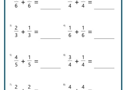Adding And Subtracting Fractions Worksheets
