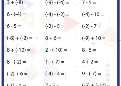 Adding And Subtracting Integers Worksheet For 3 Worksheets Library