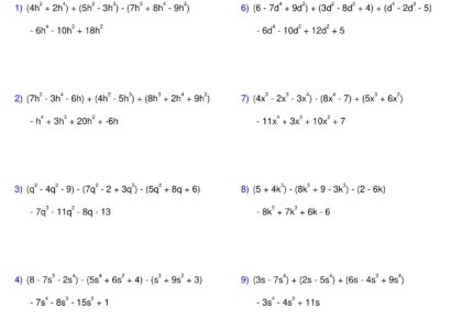 Adding And Subtracting Polynomials Worksheet 3 Polynomials Made By Teachers