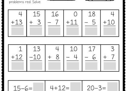Addition And Subtraction Facts To 20 Worksheets Math Worksheets 1st 2nd Grade Teaching Ideas Made Easy