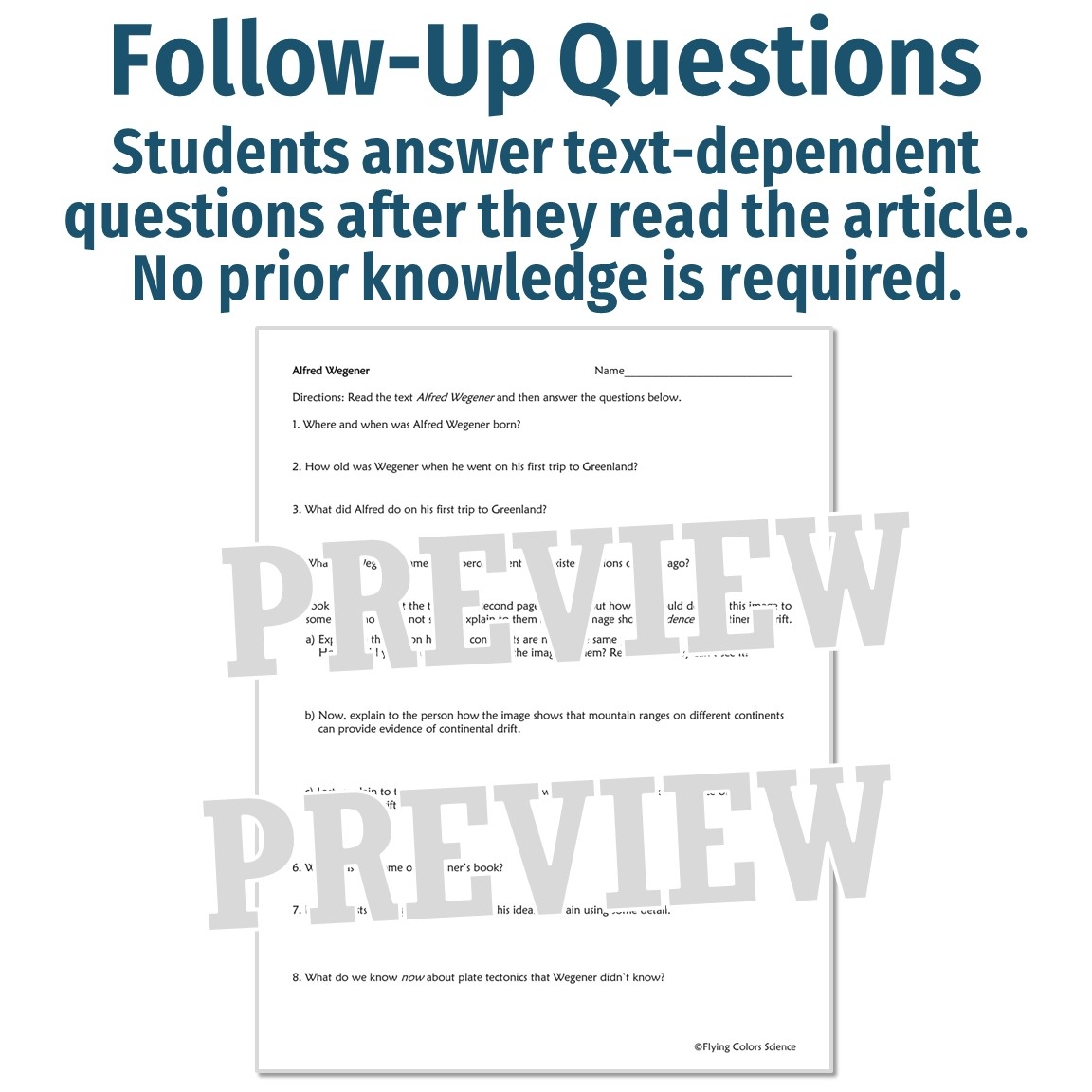 Alfred Wegener Biography And Worksheet Flying Colors Science Alfred Wegener Biography And Worksheet Flying Colors Science