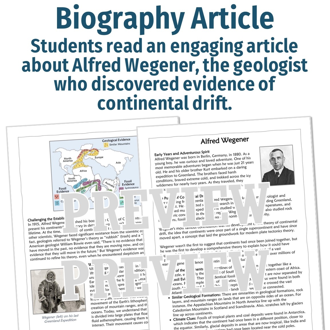Alfred Wegener Biography And Worksheet Flying Colors Science Alfred Wegener Biography And Worksheet Flying Colors Science