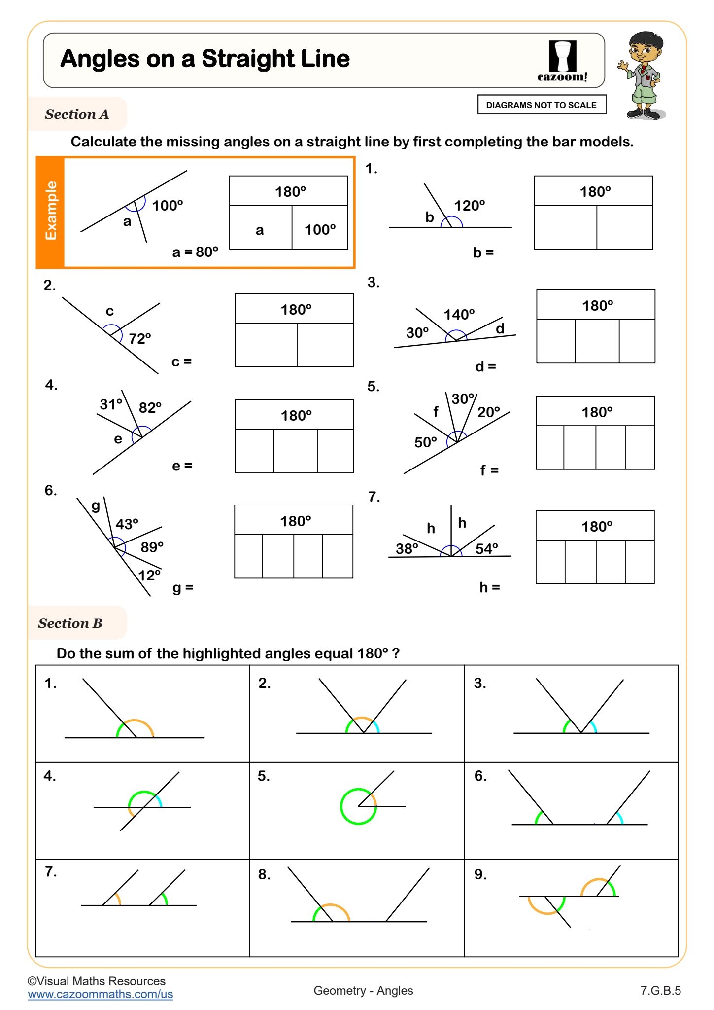 Angles On A Straight Line Worksheet Fun And Engaging 7th Grade Geometry Worksheet