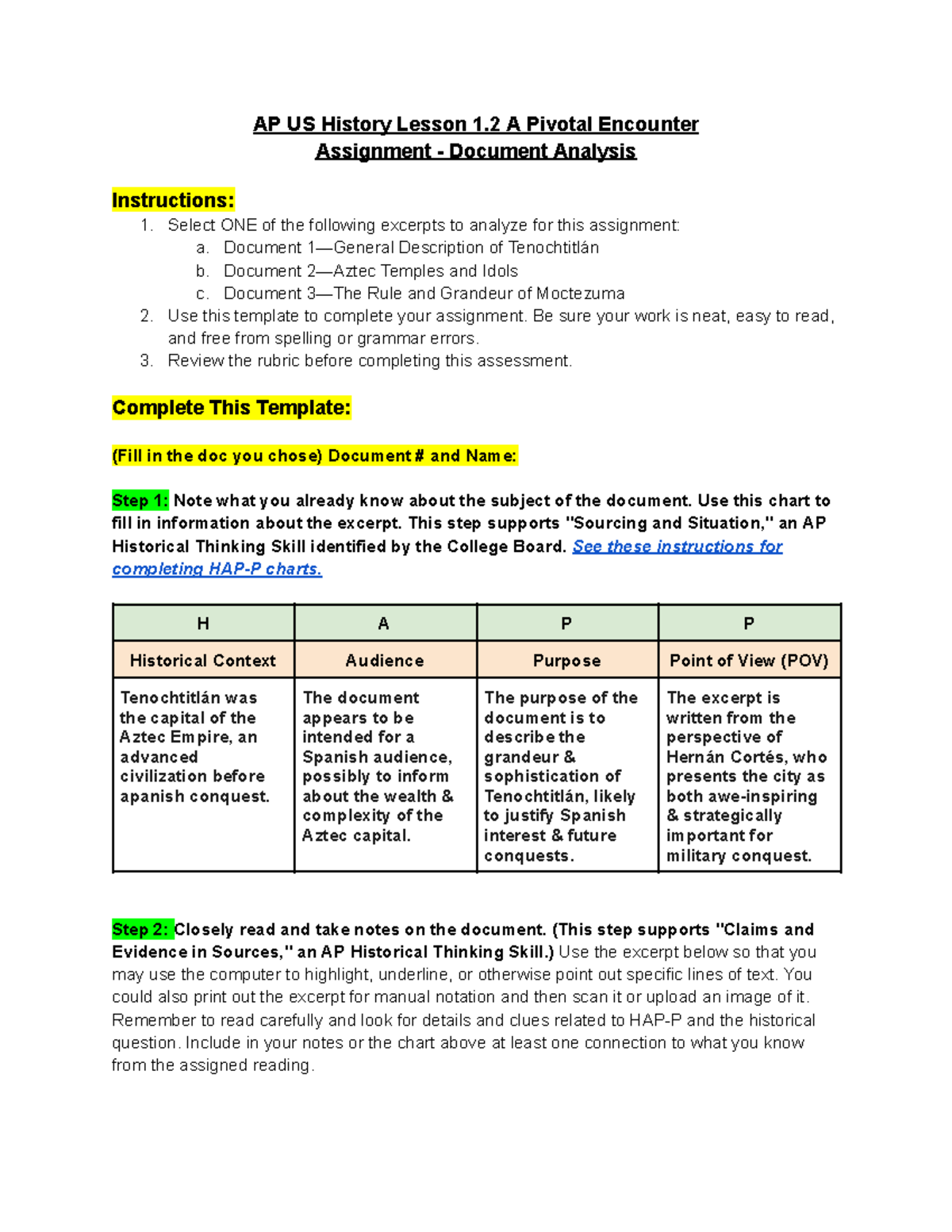 AP US History Lesson 1 2 Document Analysis Tenochtitl n Insights Studocu AP US History Lesson 1 2 Document Analysis Tenochtitl n Insights Studocu