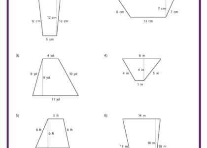 Area And Perimeter Of Trapezoids K12 Math Worksheets
