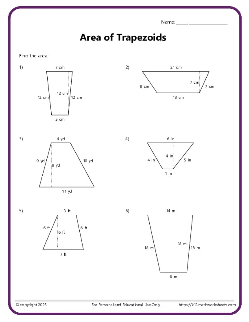 Area And Perimeter Of Trapezoids K12 Math Worksheets Area And Perimeter Of Trapezoids K12 Math Worksheets