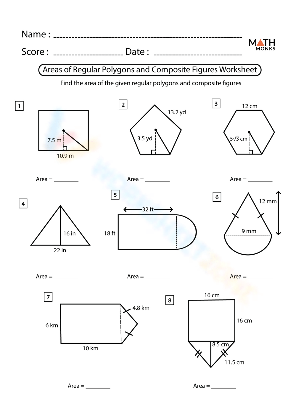 Area Of Composite Figures Worksheets Printable Area Of Composite Figures Worksheets Printable