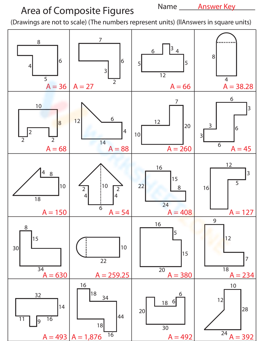 Area Of Composite Figures Worksheets Printable Area Of Composite Figures Worksheets Printable