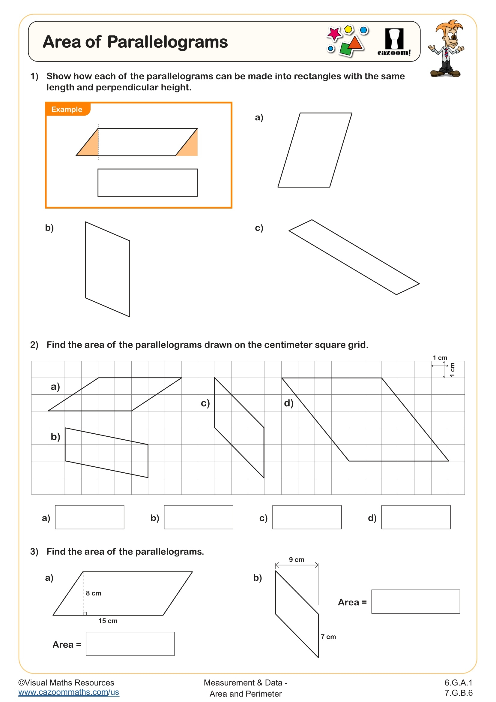 Area Of Parallelograms Worksheet Fun And Engaging 6th Grade And 7th Grade Measurement And Data Worksheet