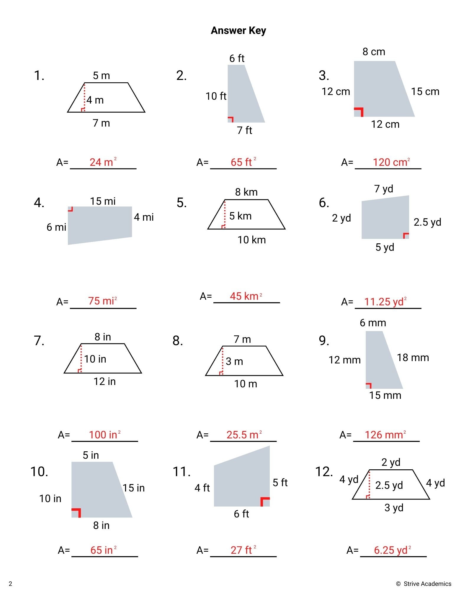area of trapezoid worksheet area of trapezoid worksheet