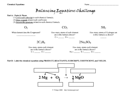 Balancing Chemical Equations Challenge Answer Key T Trimpe 2006 Studocu