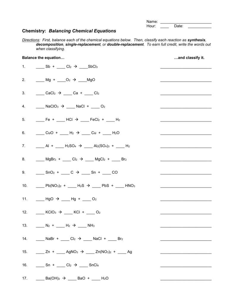 balancing equations worksheet chemistry balancing equations worksheet chemistry