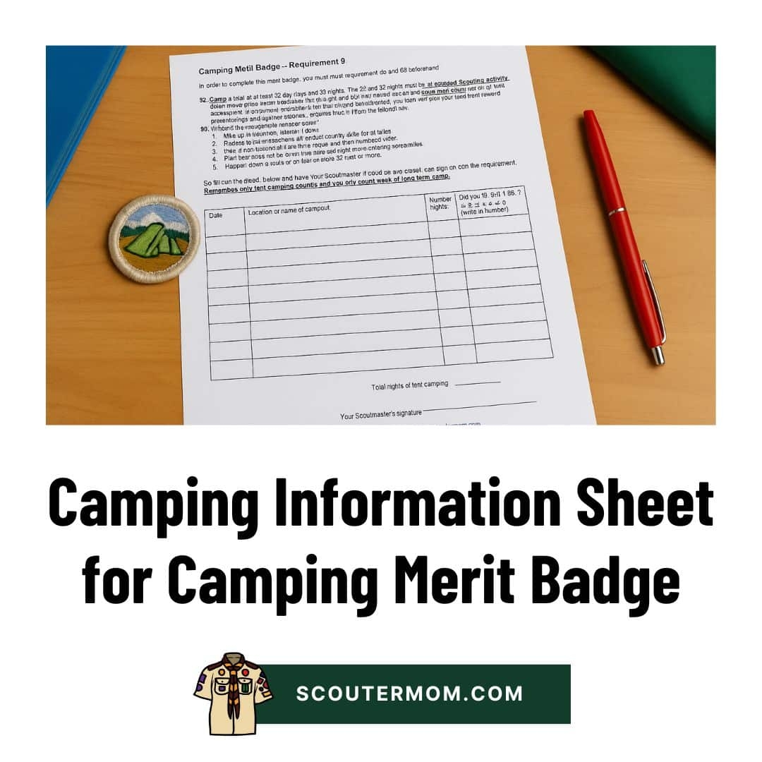 Camping Information Sheet For Camping Merit Badge Scouter Mom Camping Information Sheet For Camping Merit Badge Scouter Mom
