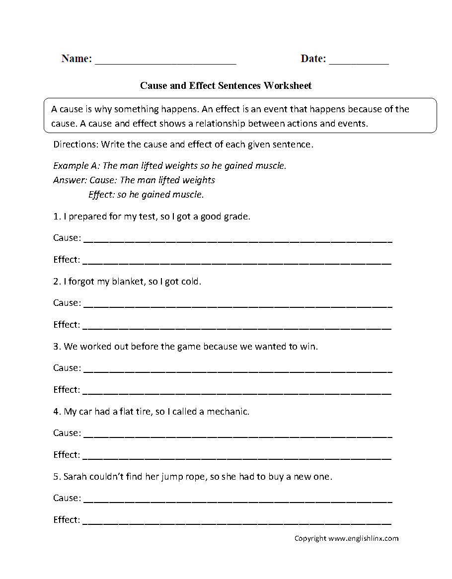 cause and effect worksheets cause and effect worksheets