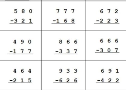 Challenging Subtraction With Borrowing Worksheets